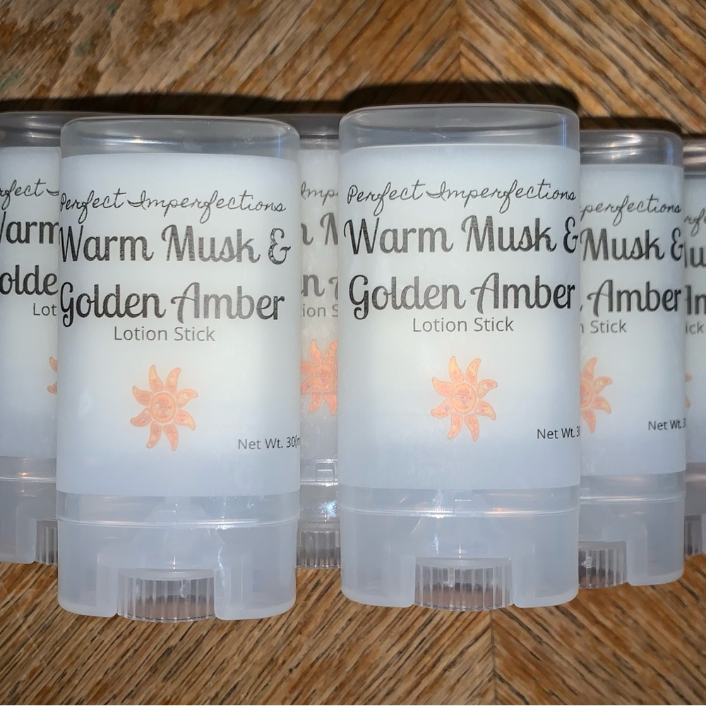 Handmade Warm Musk & Golden Amber Skin Hydrating Tattoo or Spot Lotion Stick